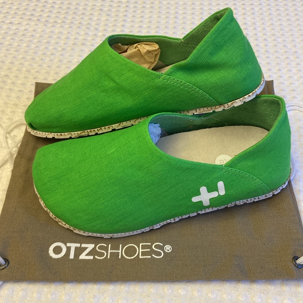 NEW! OTZ Canvas Linen Slip Ons Size 36 5.5 GREEN Shoes Flats - Picture 5 of 13
